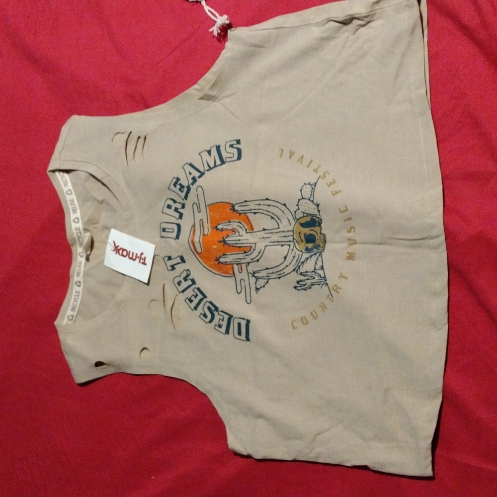 Recycled thread tan color cropped top brand new